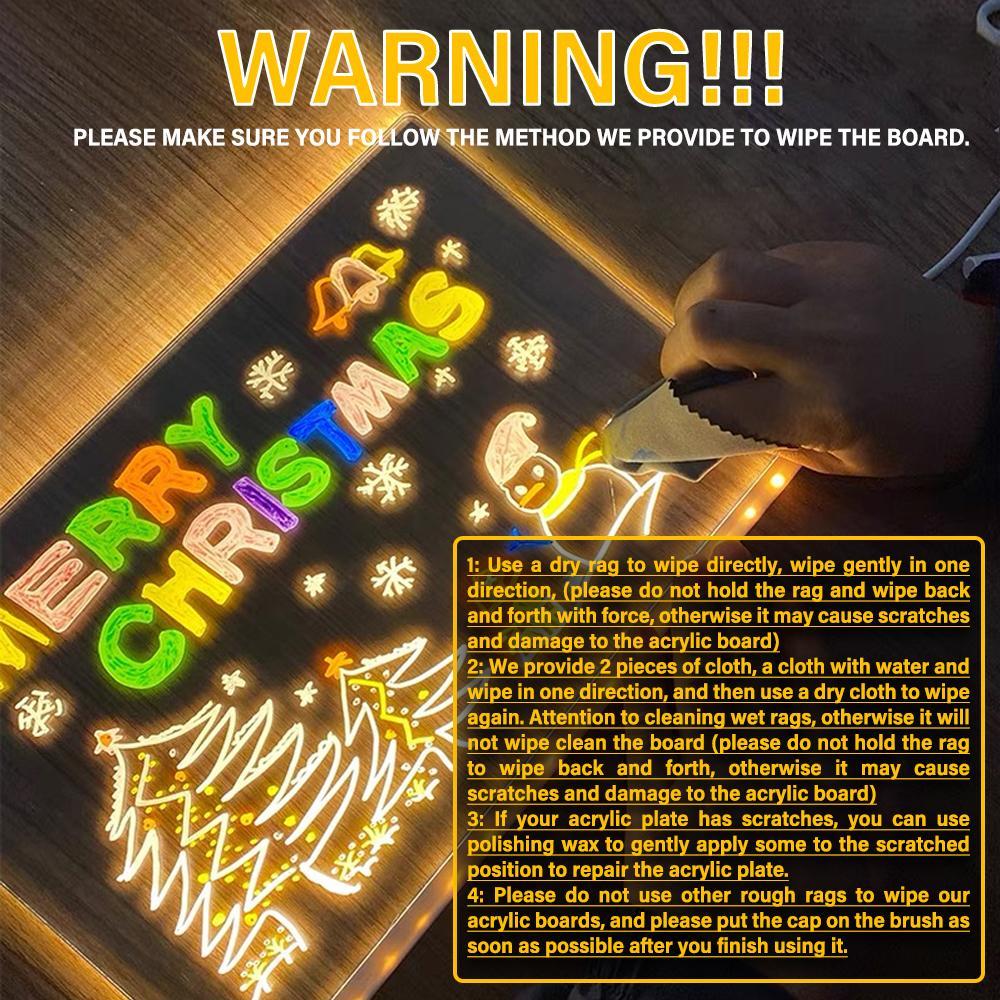 LED Light Up Acrylic Message Board Home Decor, Erasable Drawing Board Desktop Light With 7 Pen, Drawing Board, Bar Advertising Boards, LED Board, Creative Led Lighting