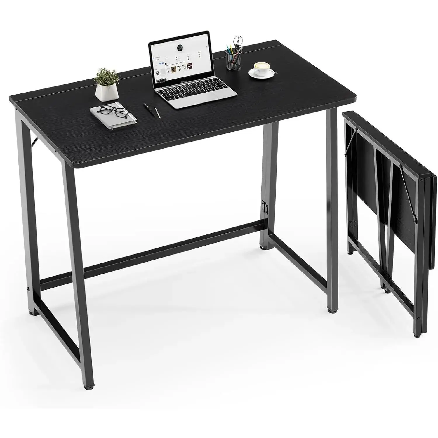 Small Space Folding Desk 31.5 Inch, Compact Foldable Computer Desk, Narrow Home Office Workstation for Apartment, Dorm & Bedroom