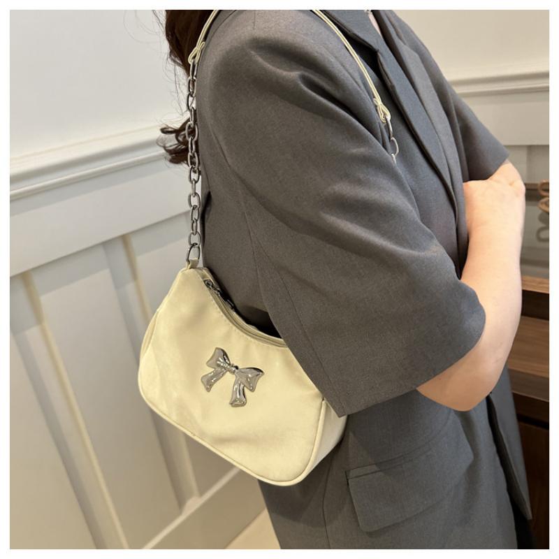 Sweet Little Fresh Bow Handbag Women Korean Armpit Crossbody Bag Chain Shoulder