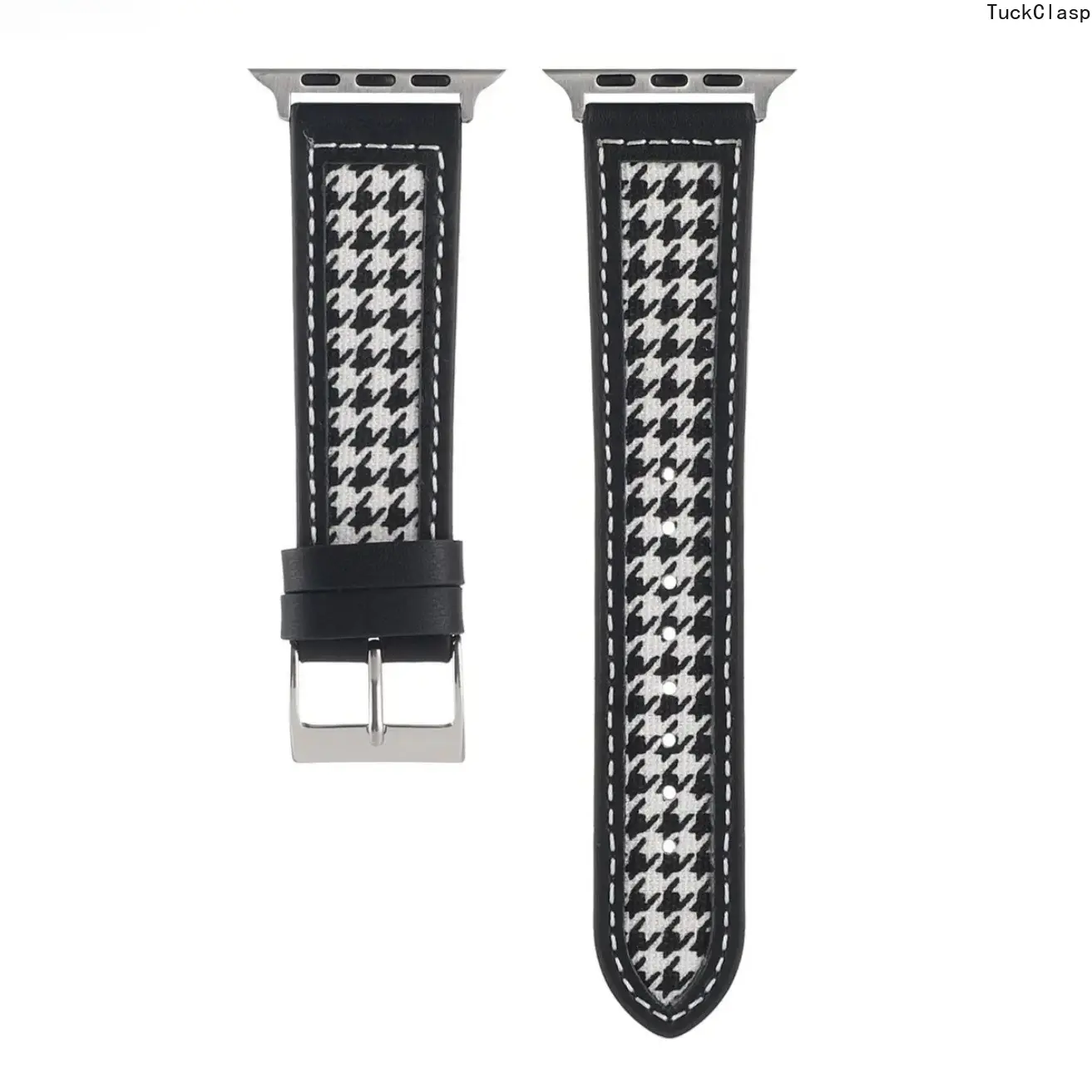 Zebra, Leopard & Houndstooth Pattern Leather Watch Band, Fashion Textured Replacement Strap Compatible with iWatch Series 1–11, SE & Ultra, Stylish Wristband for Daily, Streetwear & Casual Outfits (Watch Not Included)