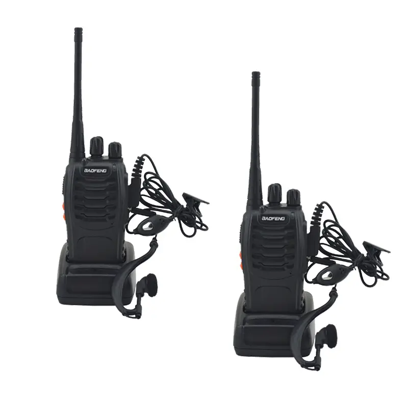 Baofeng 888S UHF Portable 2-Way Radio Walkie Talkie - 400-470MHz Frequency, 16CH Transceiver with Audio Earpiece, Receiver, Clip, Charging Adapter