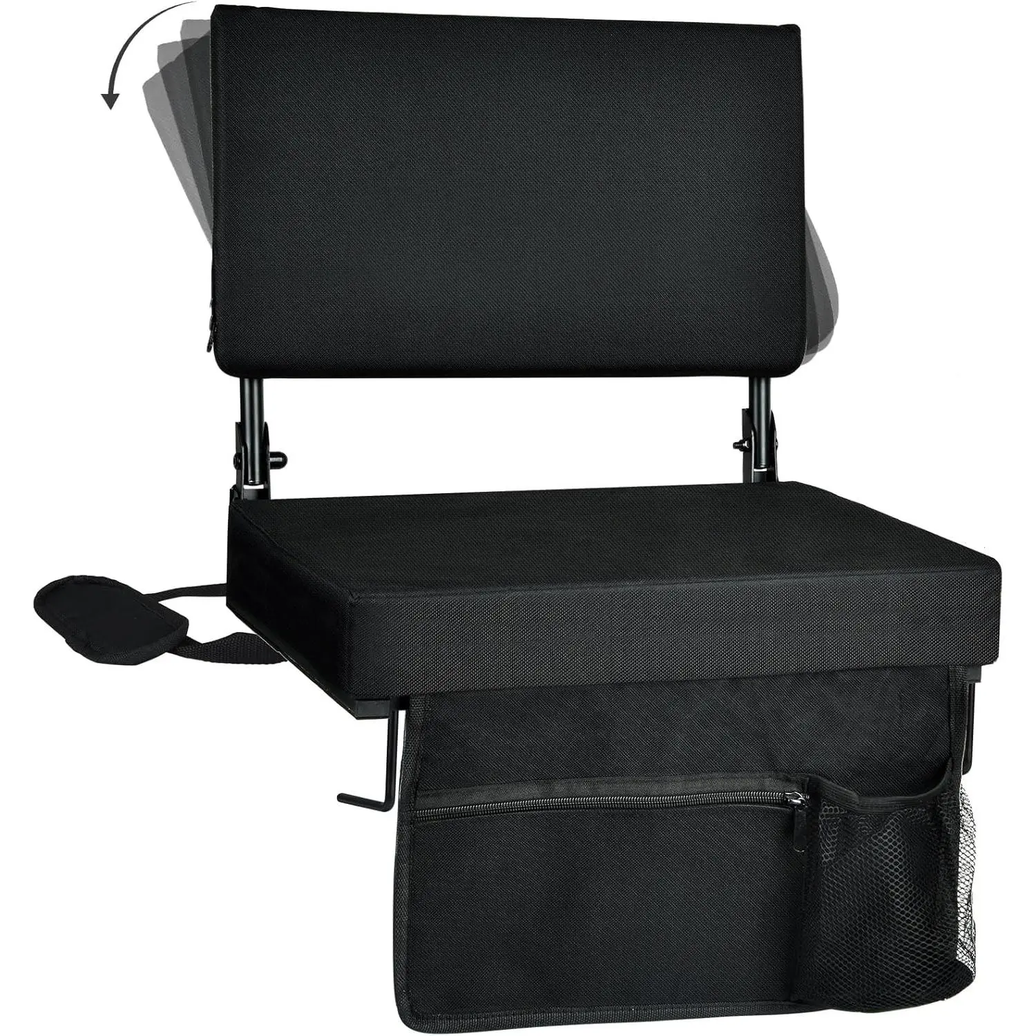 Portable Foldable Padded Stadium Seat with Back Support, Ergonomic Wide Cushion, with Pocket & Shoulder Strap Perfect for Sports Events