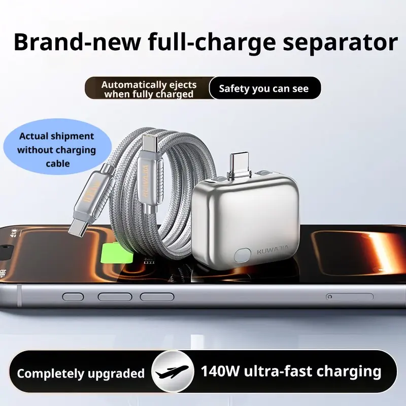 2026 New 140w Type-C Fast Charging Adapter, Smart Full Charge Separator, Auto Shut Off, Safe Overnight Charging, Compatible with Android, Apple, Tablets, Cellphone Charger