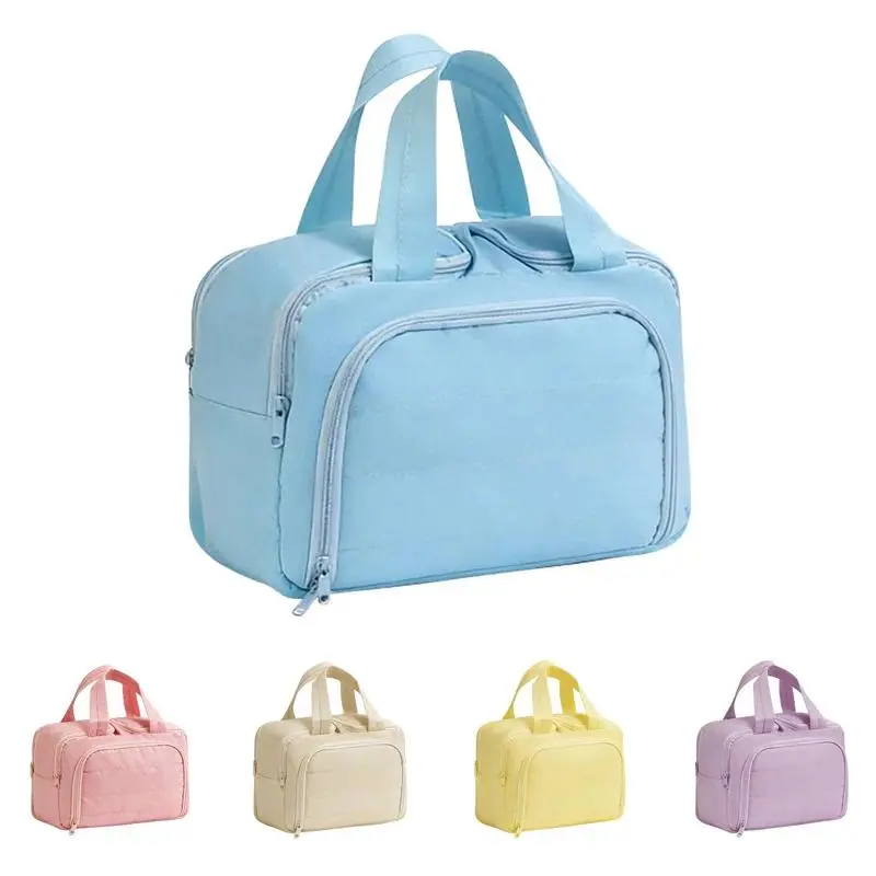 Large Capacity Makeup Bag for Women, Portable Travel Cosmetic Bag with Double Compartment Design, Waterproof Toiletry Organizer Bag with Multiple Storage Pockets, Stylish Beauty Case for Travel, Vacation, Bathroom & Daily Use