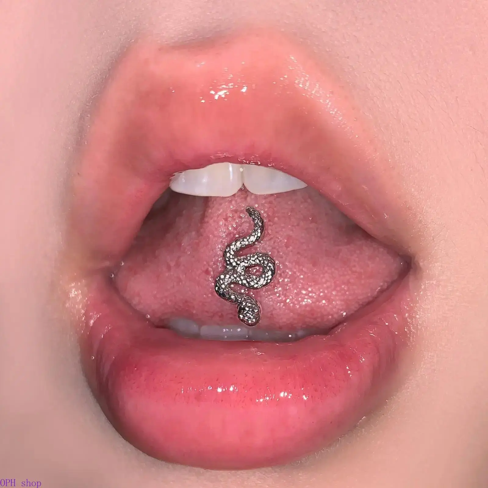 Snake Shaped Tongue Stud Titanium Steel External Thread 2 Way Wear Trendy Piercing Jewelry For Men Women Daily Drinking Comfort, Snakebite Piercing Jewelry Sets, Daily Use, Unisex Wear