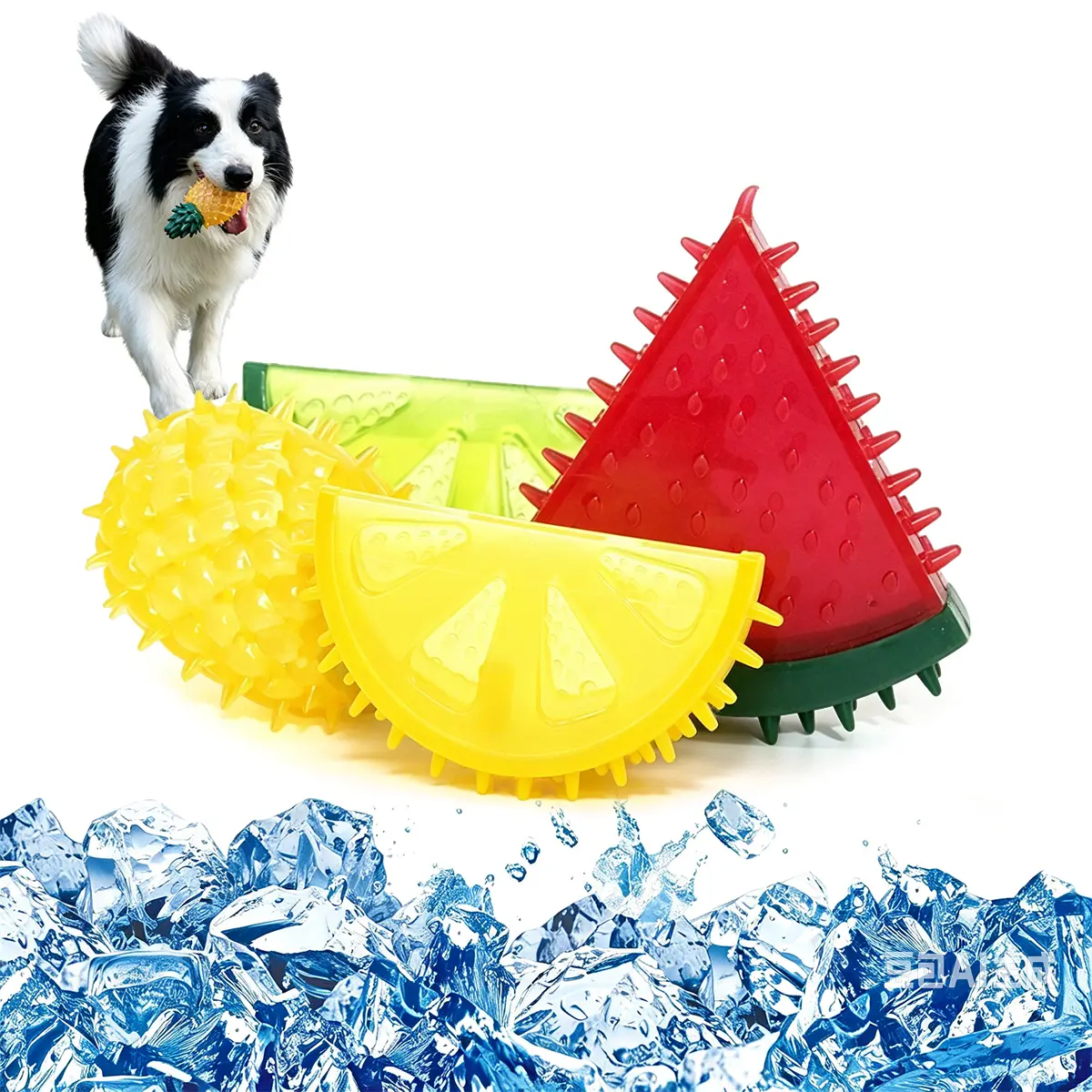 Dog Cooling Chew Toys - Freezable Fruit-Shaped TPR Teethers with Teeth Cleaning, Cooling Relief, Oral Health Benefits for Small-Medium Breeds, Floating Pet Toy