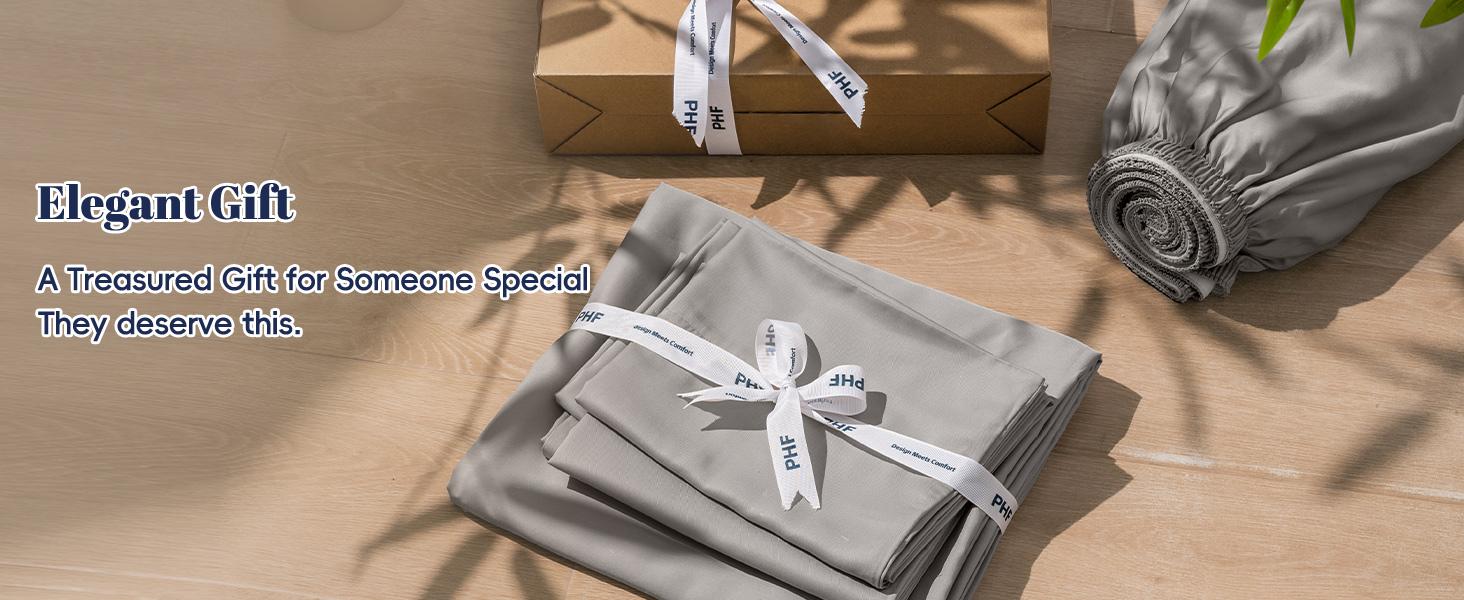 PHF 6PCS 100% Rayon Derived from Bamboo_ Sheets Set Queen Size, Cooling Sheets for Hot Sleepers, Wider Elastic Band & 16" Deep, Luxury Soft Breathable Bedding Set & Pillowcase, Natural