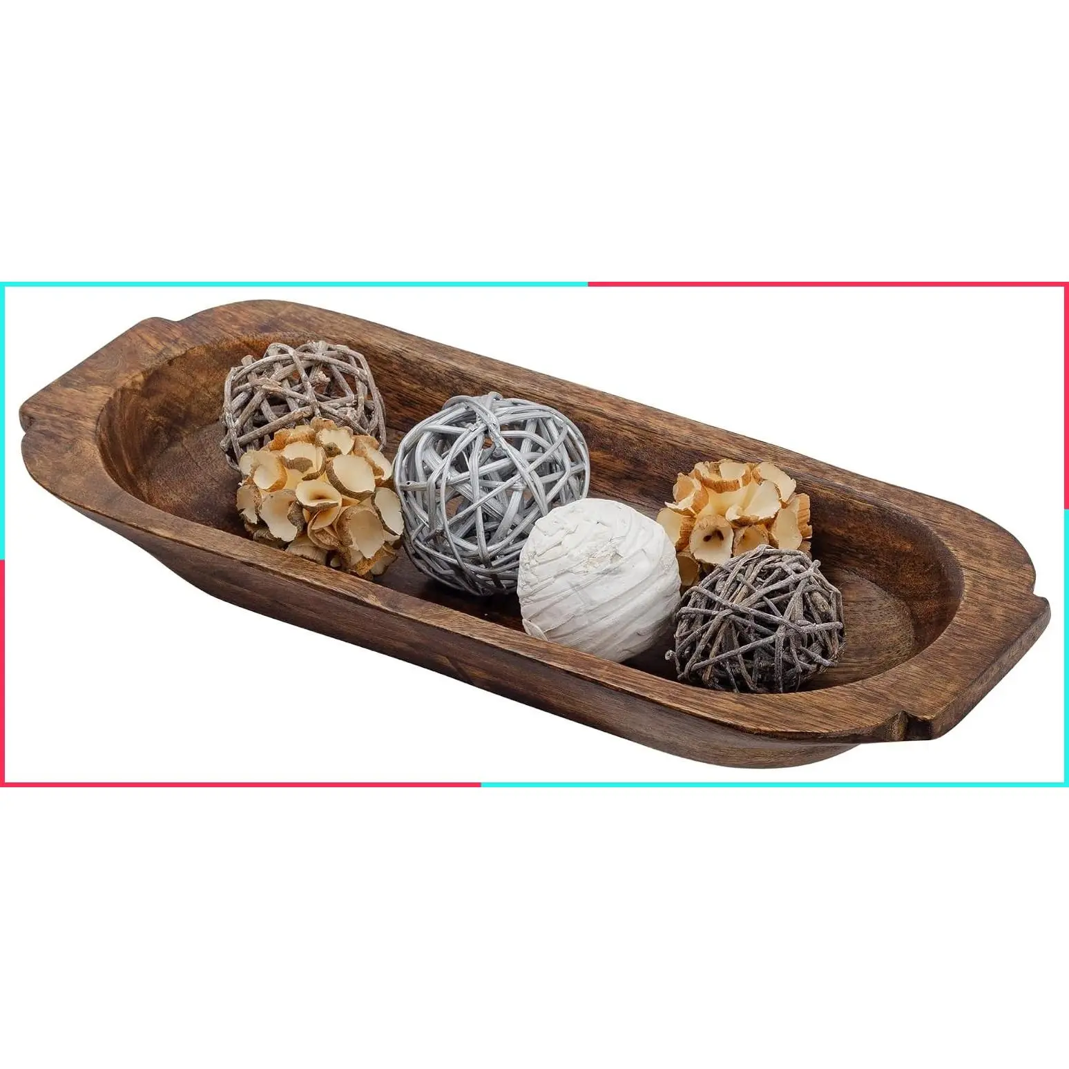 Large 16-Inch Wooden Dough Bowl, Rustic Centerpiece for Home Decor