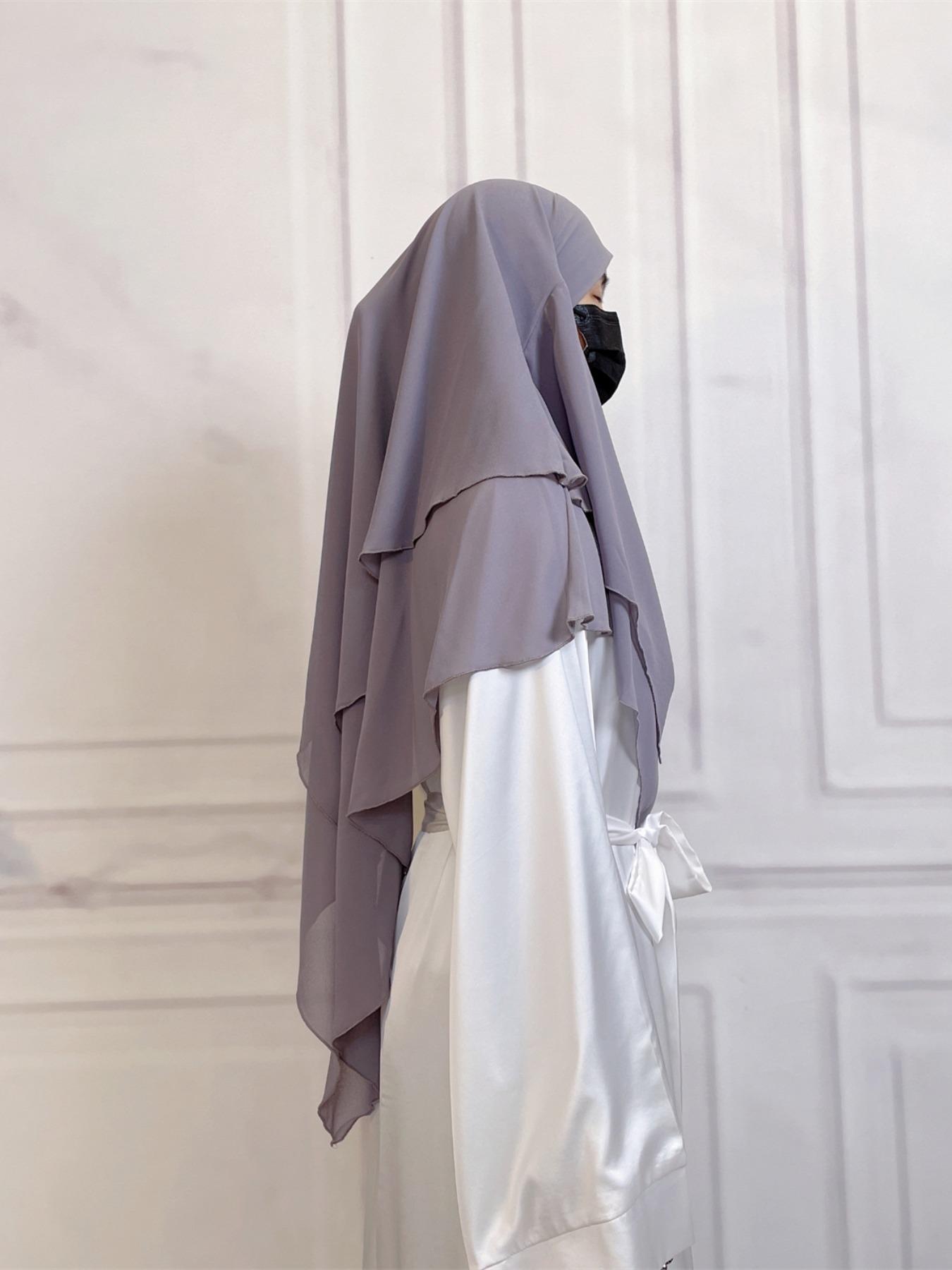 16 Colors Short Chiffon Khimar, Muslim Fashion High-Quality Fabric, Suitable for Adults and Kids, Essential Wear for All Seasons
