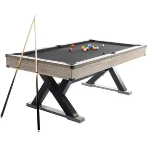 7FT Pool Table, 84”L x 46”W x 32”H Billiard Table with K-Leg Design, Complete Full Billiard Set with 2 Cues, Balls, Triangle, Chalk & Brush, Sturdy MDF Construction, Perfect for Home, Basement, Game Room, Office & Living Room Entertainment