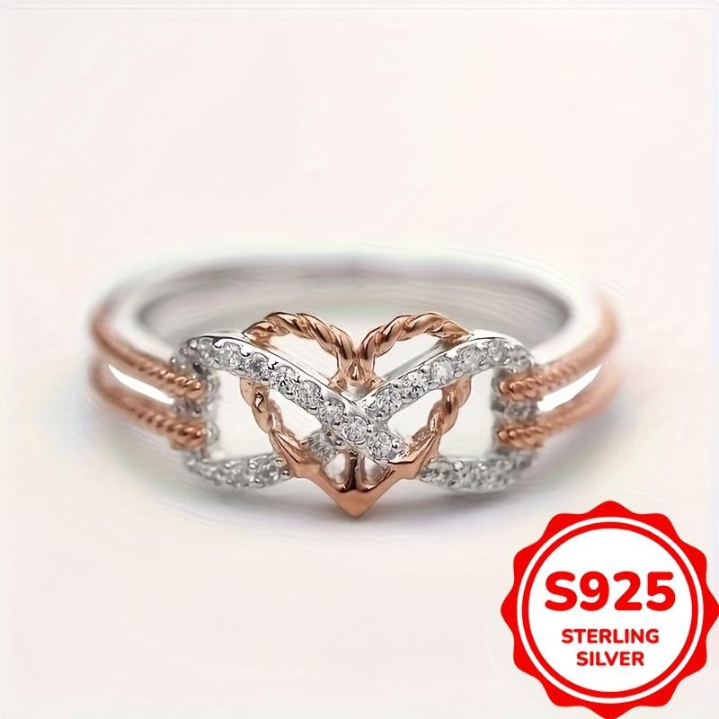 925 Sterling Silvery Infinity Heart Ring for Women Wedding EngaSynthetic Gemstoneent Jewelry Gifts (2.8g)