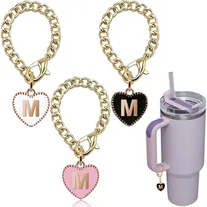 Letter Charm Accessories for Stanley Cup, 3count Heart Shaped Water Bottle Name ID for Yeti/Simple Modern Tumbler Handle