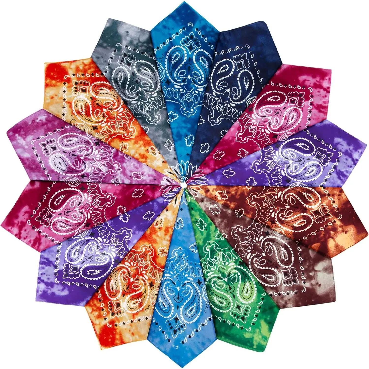 14 Pcs Paisley Bandanas, Square Shape Headwraps, Unisex Wear Accessory for Cowboy Look, Casual Events & Sports, Bandana Head Wrap, Western Scarf, Headwrap Scarf