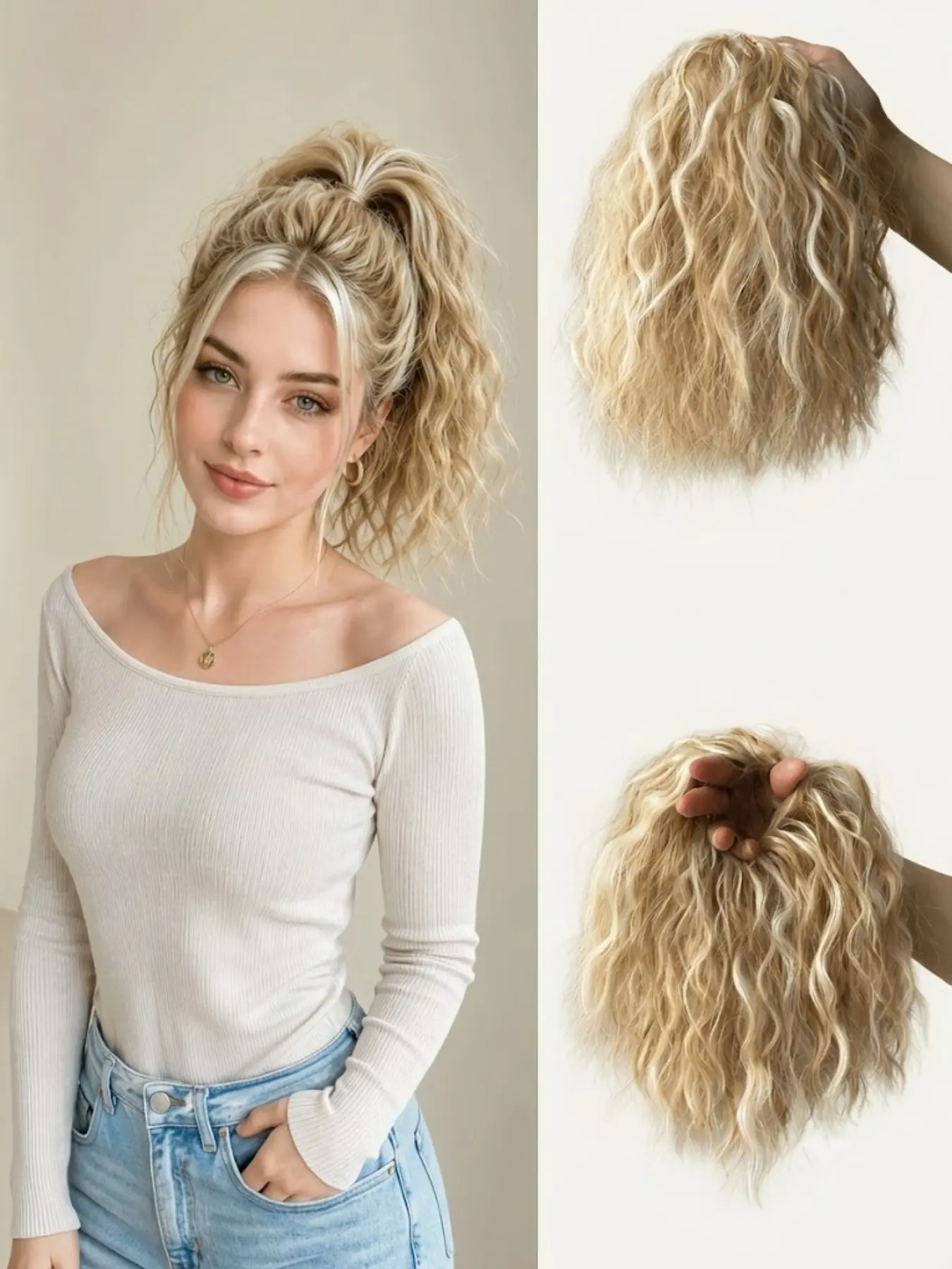 Latina Curly Messy Bun Scrunchie - Natural Fluffy Voluminous Hairpiece for Women