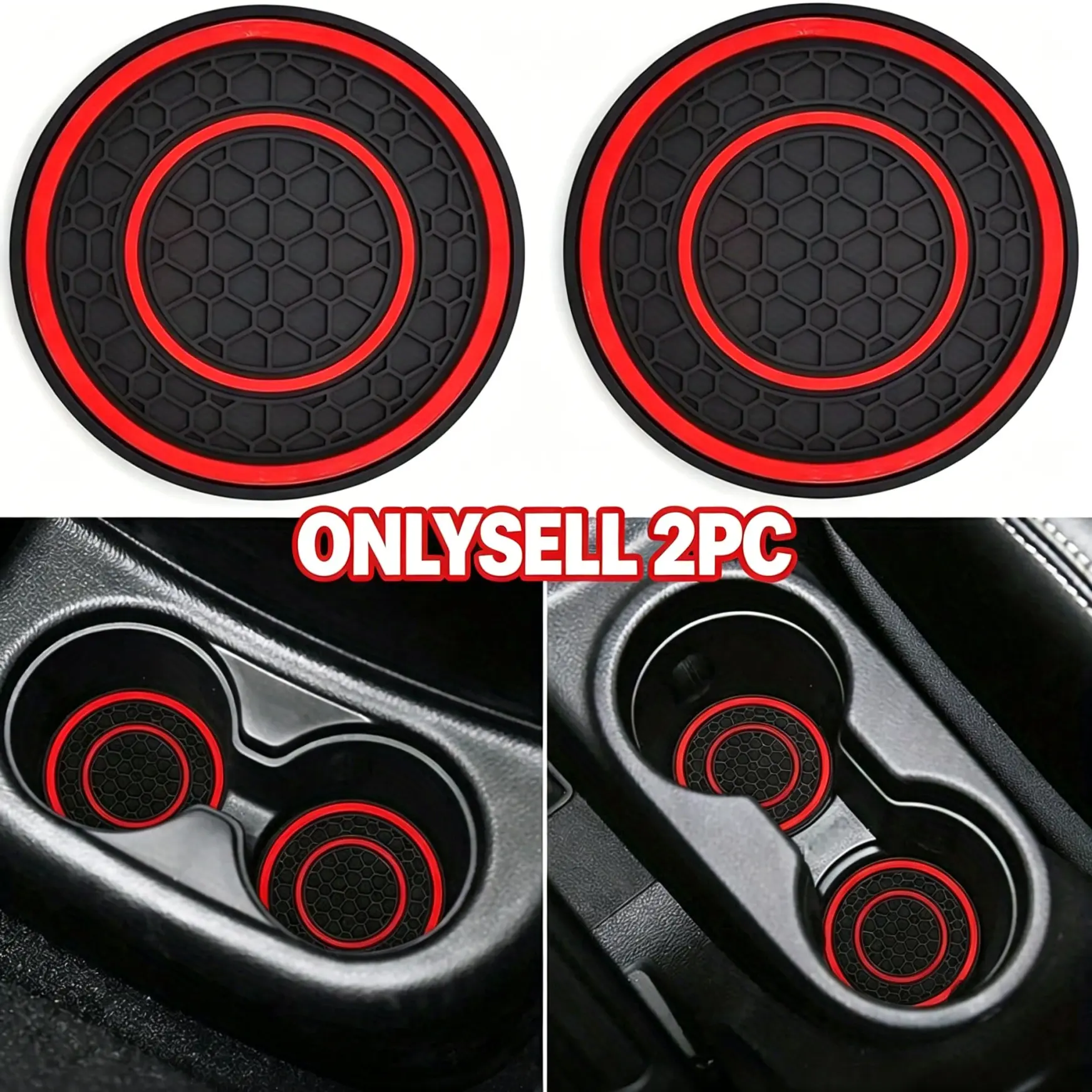 2pc Premium Anti Slip 2.75 feet Silicone Central Control Pad - High-Quality Rubber, Dustproof, Red and Black Matching Design - Perfect for Protecting Your Car Interior Car Interior Accessory Car Accessories