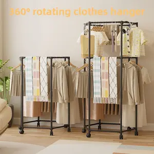 Freestanding Clothes Rack, Simple Modern Multi-Functional Garment Hanger for Bedroom Balcony Indoor Laundry Drying