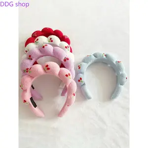 Cherry & Cloud Pattern Headband for Women, elegant fashion hair accessory. Soft stylish design, suitable for daily commute, parties, vacations and makeup looks