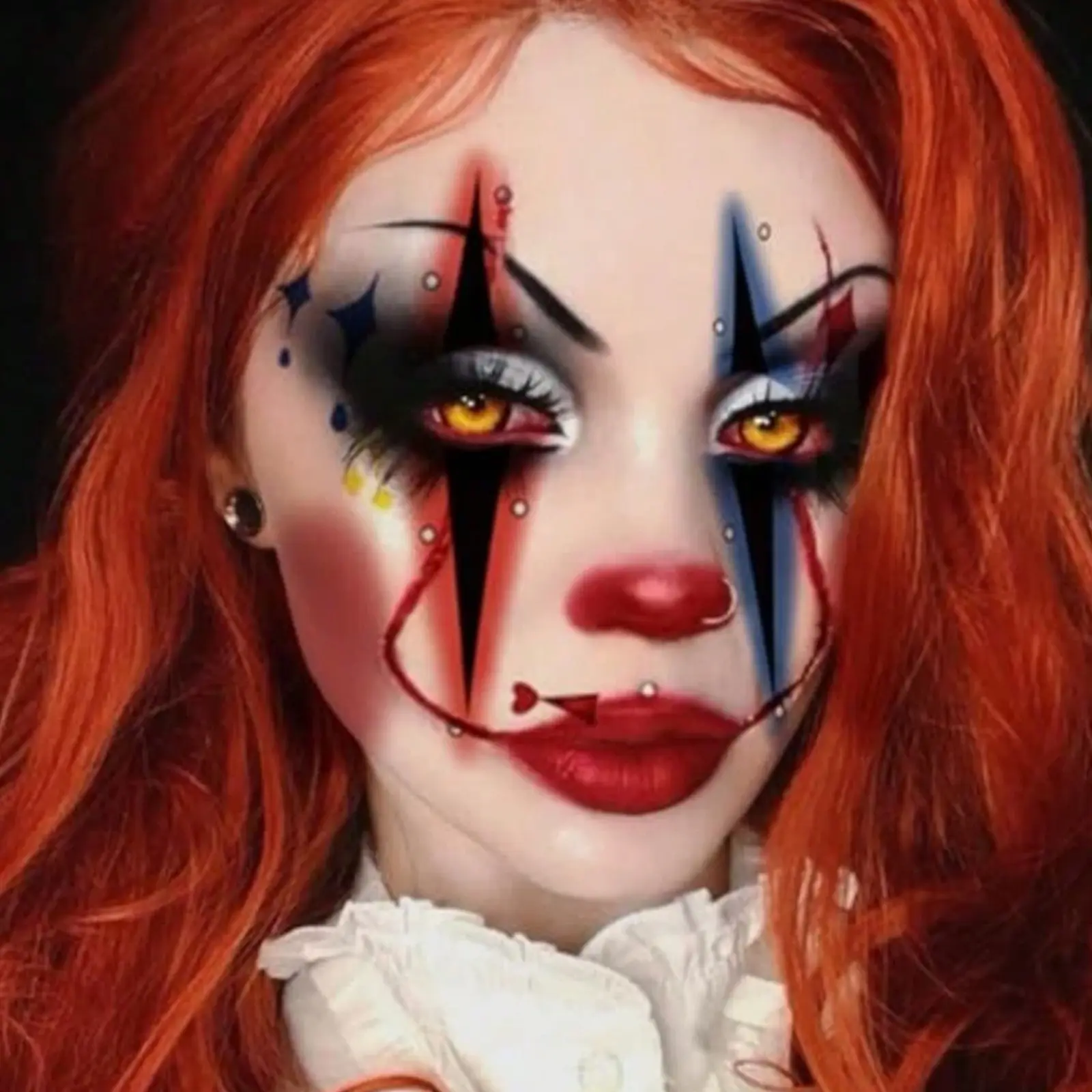 4-Piece Temporary Tattoos, Edgy Dark Clown Joker Face Decals with Waterproof Ink, Realistic Look for Halloween Party Cosplay, 4Pc, Edgy Horror, Skin Sticker