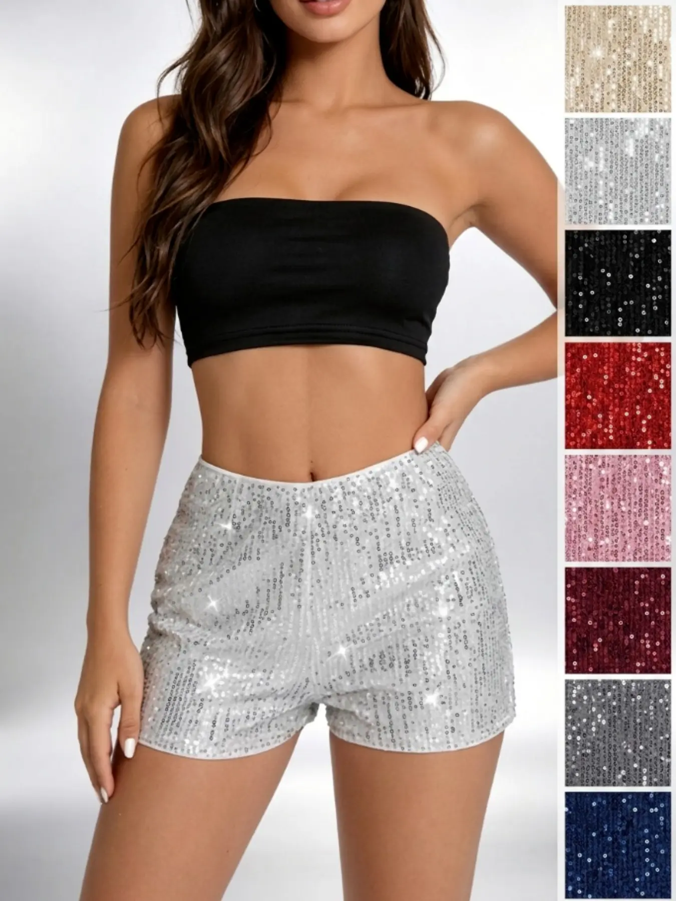 Sparkly Sequin High Waist Shorts for Women, Party Club Festival Night Out Hot Shorts Cheeky Bottoms