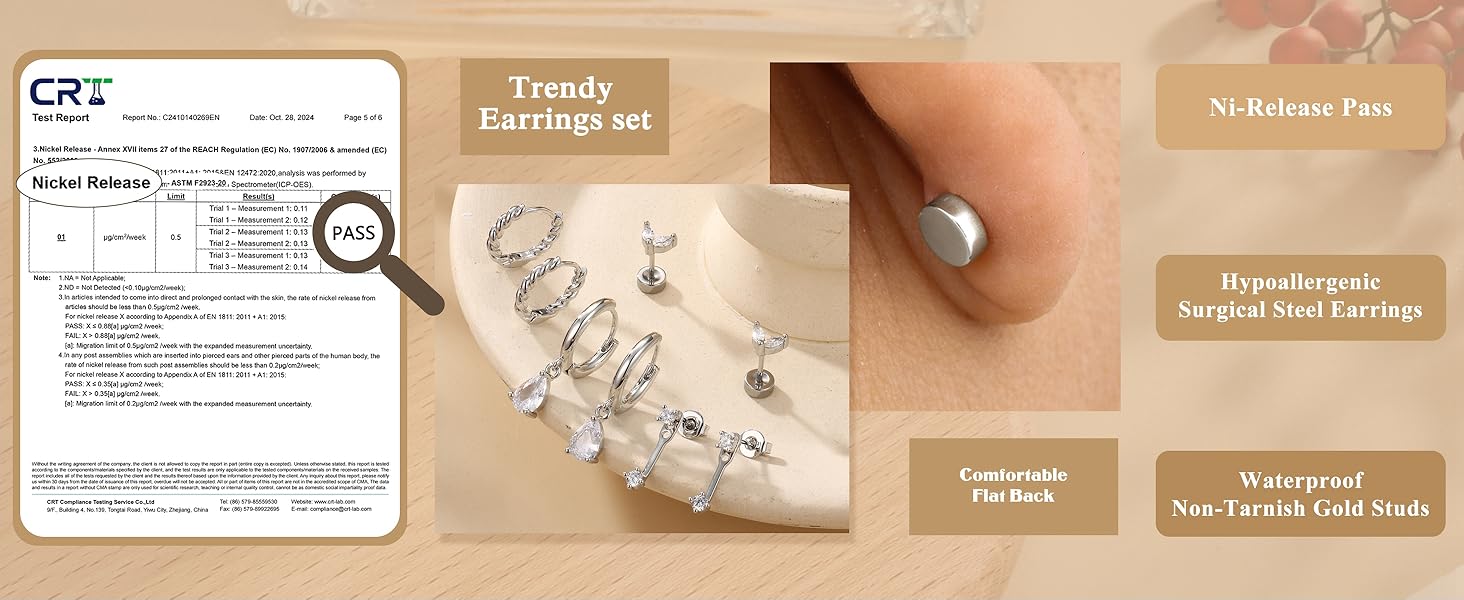 ZELORES  9 Pairs Flat Back Stud Earrings for Women Stainless Steel Helix Cartilage Stacks Hoop Stud Earring Sets for Multiple Piercing 18K Gold Plated Flat Back Earrings  Trendy Sterling Silver