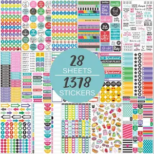 Planner Stickers count - 28 Sheets / 1378 Stickers, Stylish Variety Assortment Bundle Planner Accessories for Planning or Decorating Planners, Journals & Calendars, Re-stic as Special Design