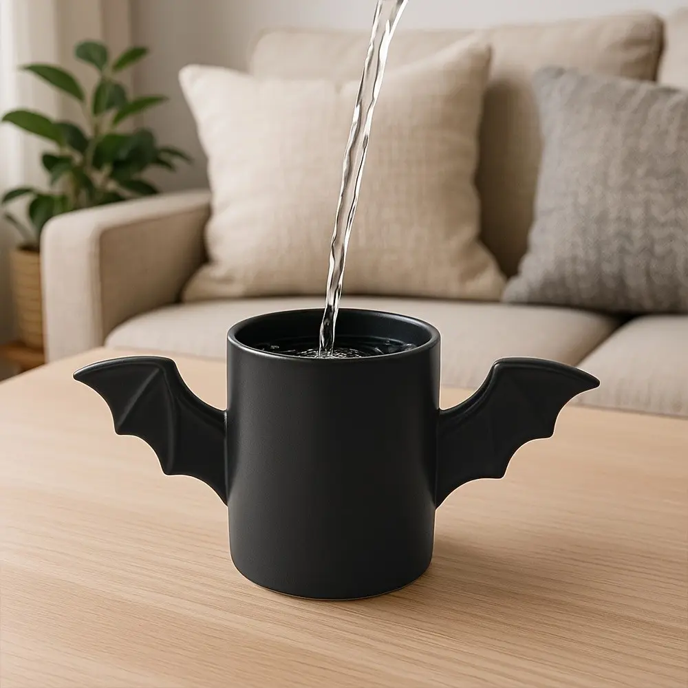 Creative Bat-Shaped Mug with Wing Handle, 350ML Ceramic Drinkware, Fun Design for Office and Home Use, Non-Bone China