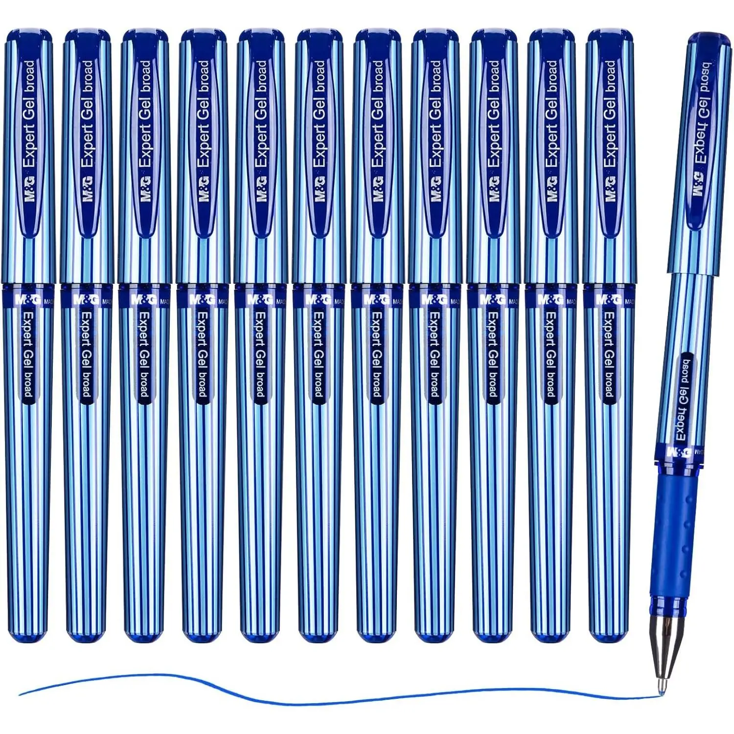 Gel Pens, 1.0mm Blue Ink Gel Pens Bold Point, Quick Dry Gel Ink Pens Bulk Smooth Writing with Soft Anti-Slip Grip & Plug-In Cover for Journaling Office Supplies School Women Men (12 Pack)