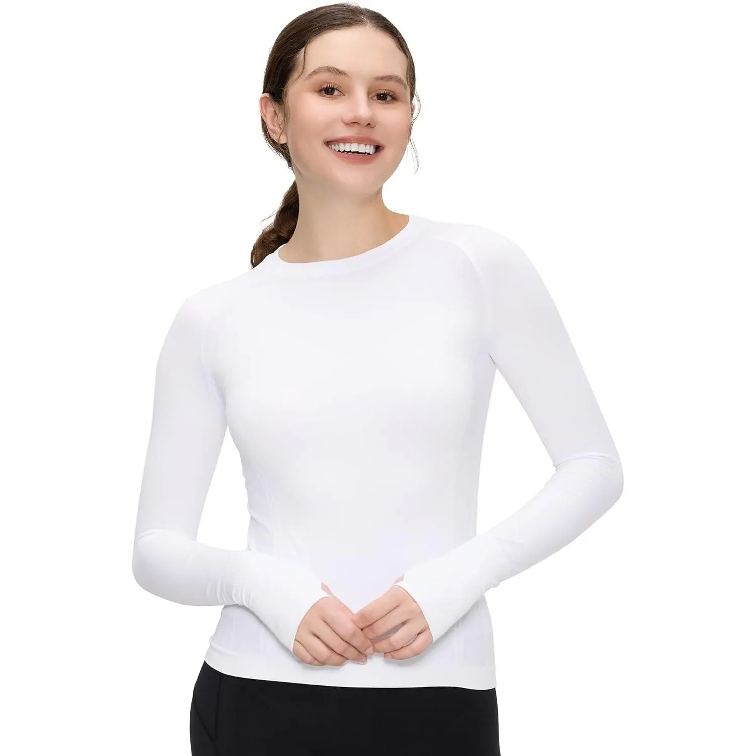 Women's Long-Sleeve Compression Shirt, Breathable Slim-Fit Athletic Top for Running Workouts, Ideal Gift