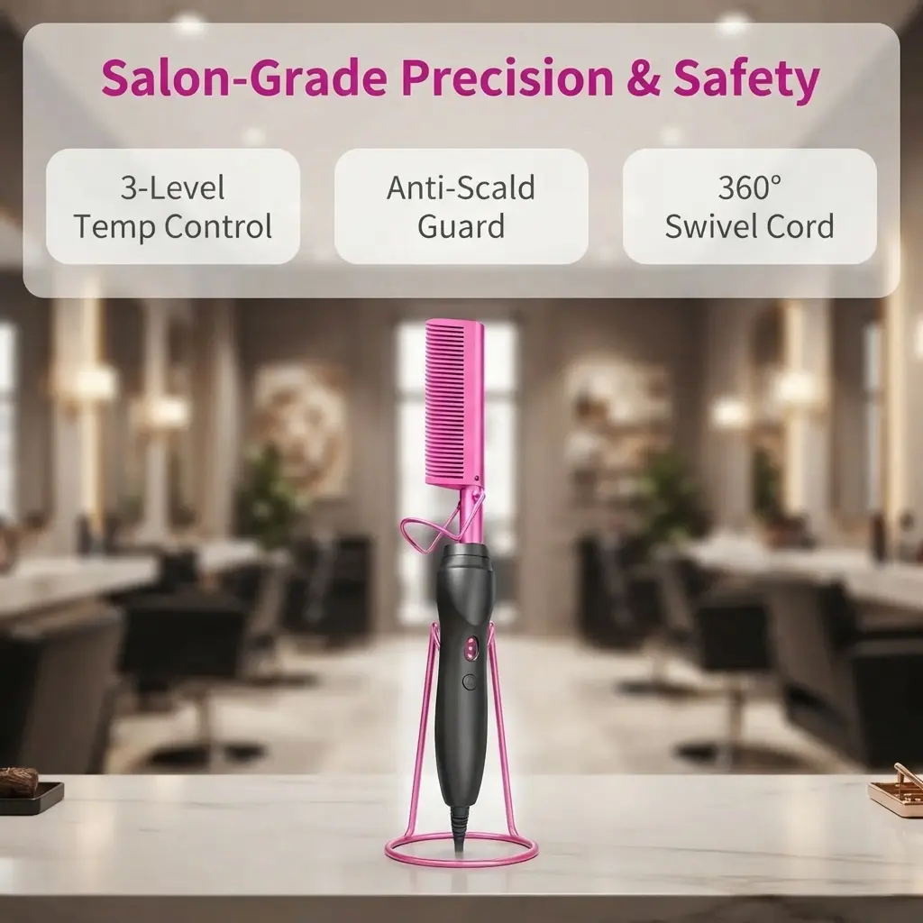 Electric Hot Comb Hair Straightener, Ceramic Pressing Comb Straightening Brush, Multifunctional Curling Styling Iron for Natural Black Hair, Beard & Wigs, Ideal Holiday Gift#HairTools#BeautyEssentials