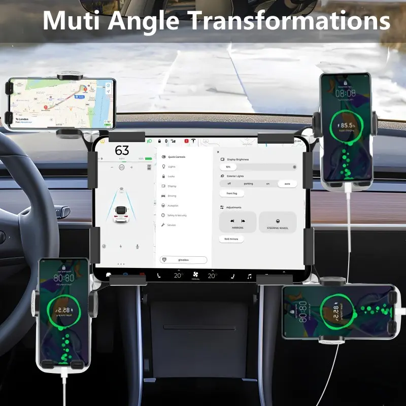 Car Phone Mount for Tesla Model 3/y 2017-2026 & Cybertruck, 360° Adjustable Dashboard Phone Holder, Stable Anti-Shake Auto Mount