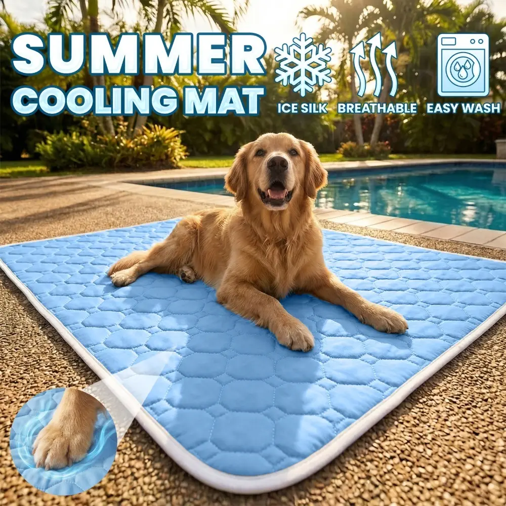 Pet summer dog mattress, breathable mesh sweat-absorbing Cooling mattress, wear-resistant polyester fiber, oversized general-purpose model, suitable for small, medium and large dogs and cats to cool summer beds