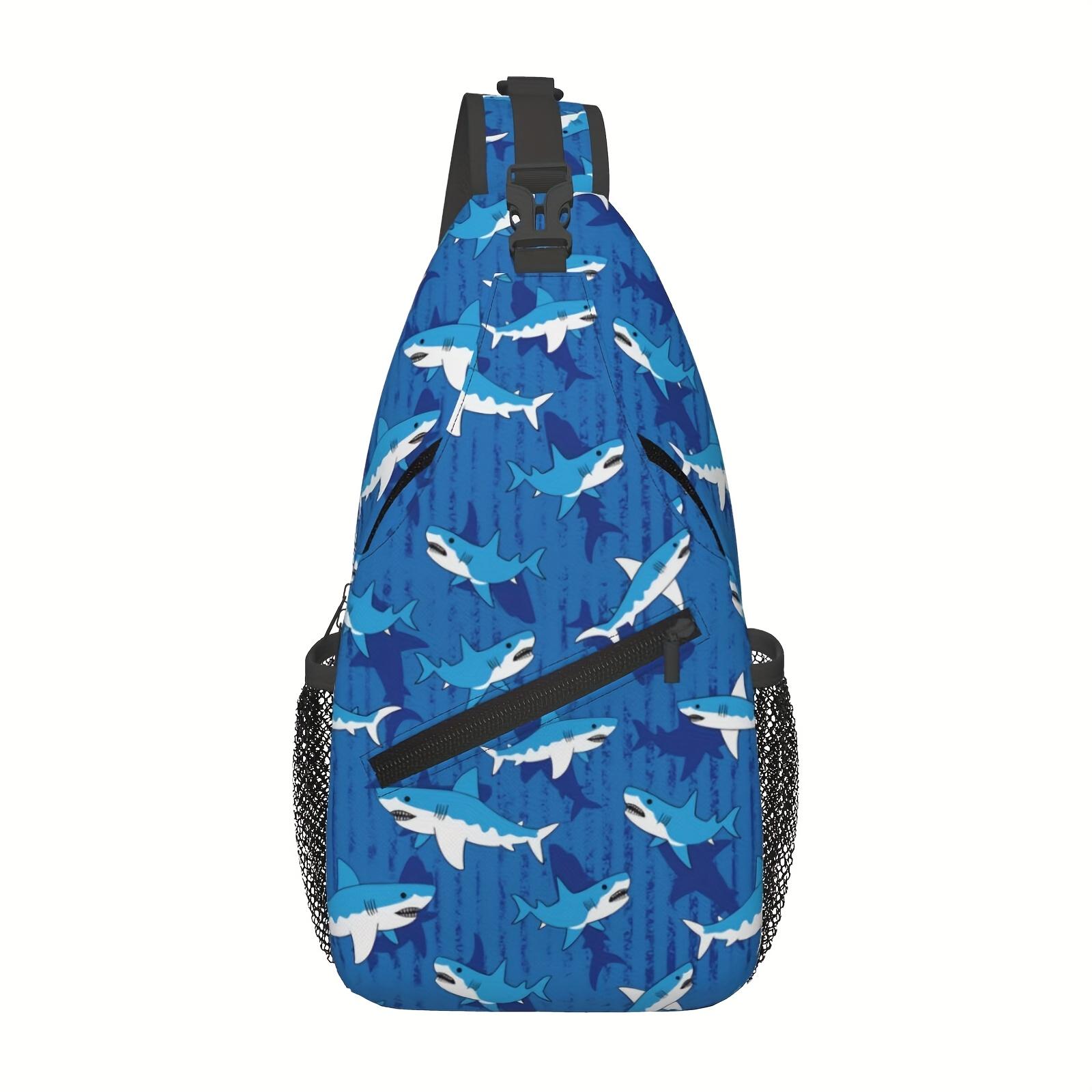 Crossbody Chest  Hiking Cartoon Style Shark Pattern Shoulder  Folding Large Capacity Fashion Durable Can Be Used For Shopping, Work, Leisure Travel Beach  Fishing  Travel Accessories Must Have  For School Back Christmas Gifts bag backpack