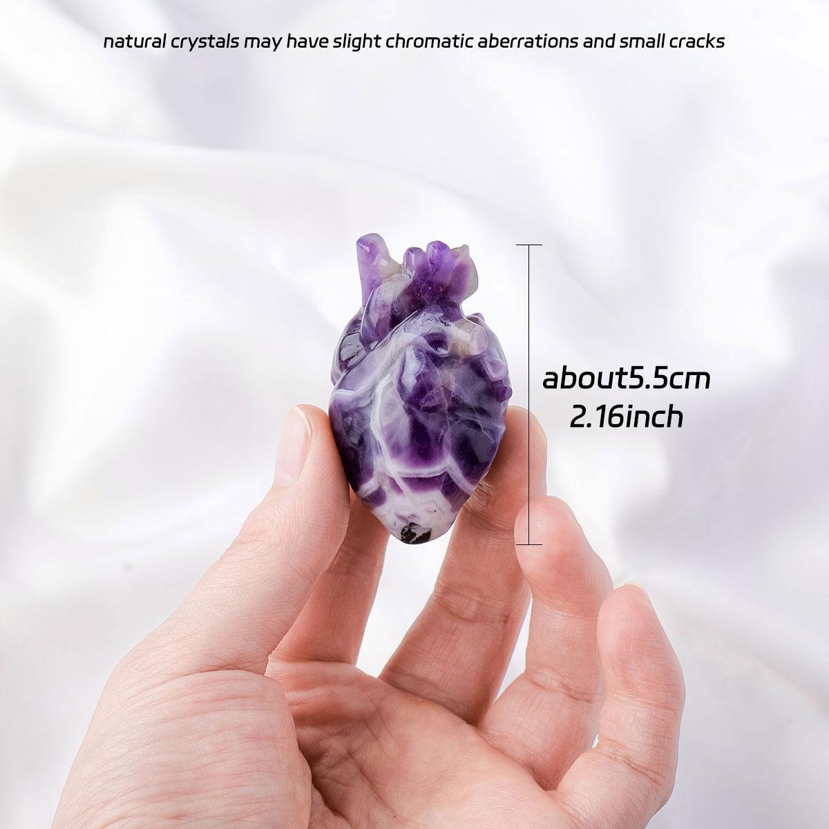 Natural Amethyst Crystal Heart, Crystal Carvings, 1 Count Amethyst Properties Feng Shui Love Druzy Reiki Meditation Ornament, Home Decor Spiritual Ornament