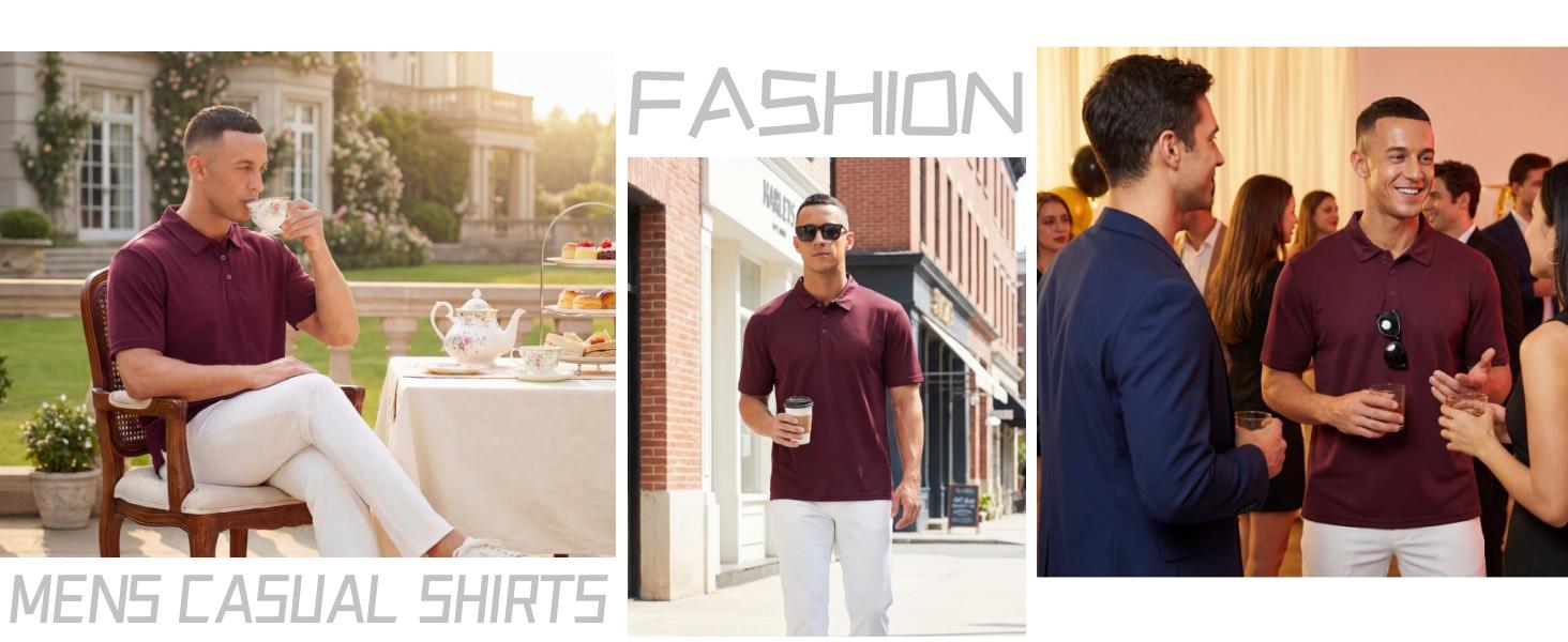 Men's Polo Shirts Golf Short Sleeve Dry Fit Moisture Wicking Performance Collared Polos Athletic Casual Work Shirt