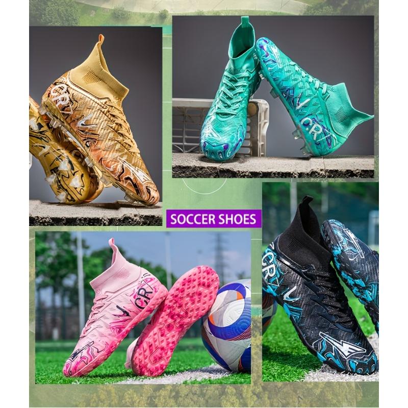 'S High-Top Soccer Shoes, Lightweight Breathable Slip-Resistant Wear-Resistant Outdoor Sports Shoes for, Competition Training Footwear with Artificial Turf Cleats, for Teenager, For Teenager