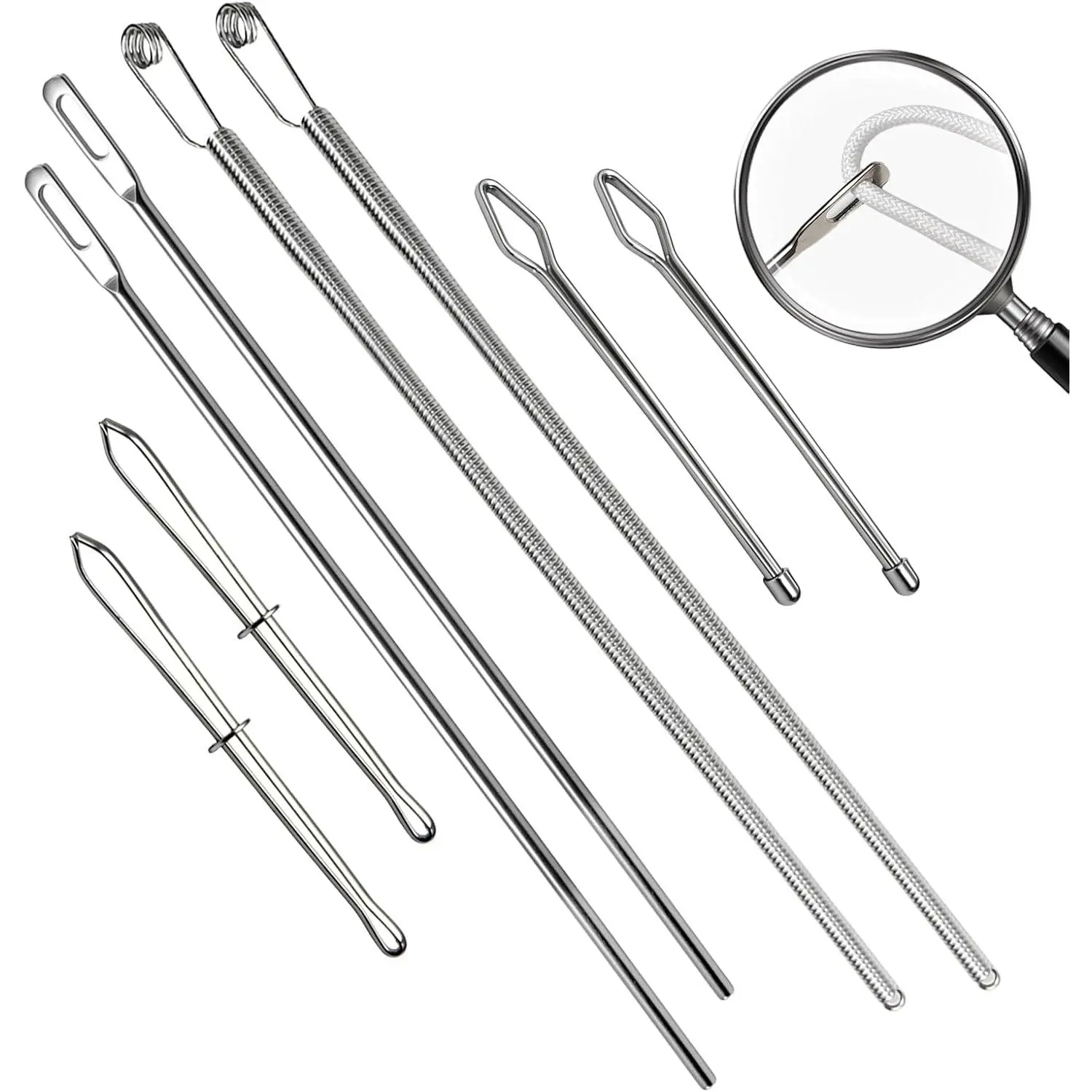 8 count  Drawstring Threader Tool, Stainless Steel Threading Tool Kit | No  Missing Tools: The kit Provides Everything You Need