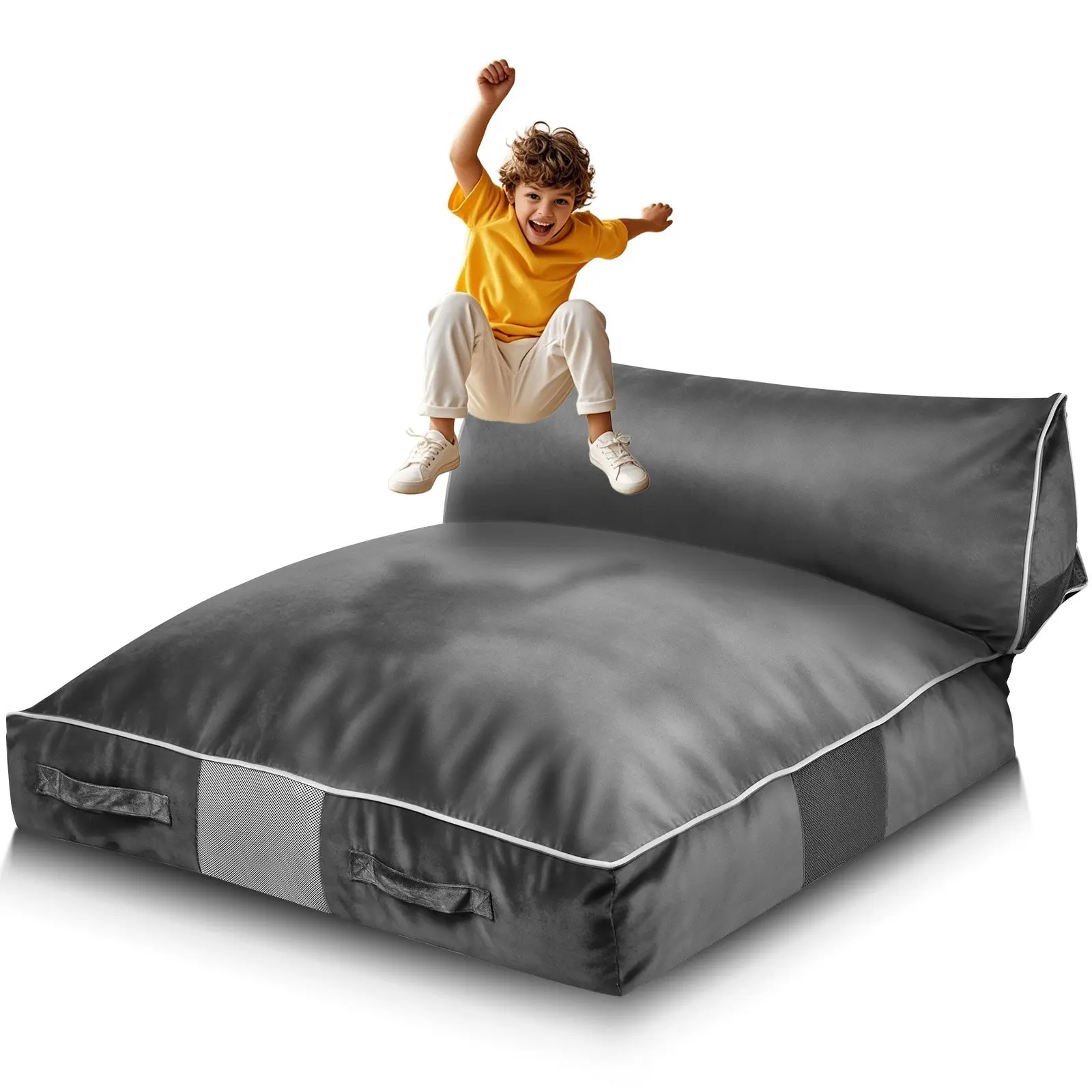 VEVOR Plush Crash Pad, 5x4.5 ft Kids Sensory Pad with Foam Blocks & Washable Cover, Large Soft Foam Landing Zone Giant Pillow Mat, Bedroom Sensory Room Equipment for Jumping