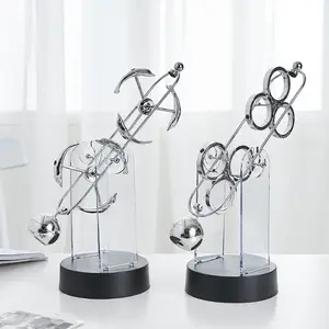 Modern Newton's Cradle Kinetic Sculpture - Sleek Metal Desk Decor & Stress Relief Toy