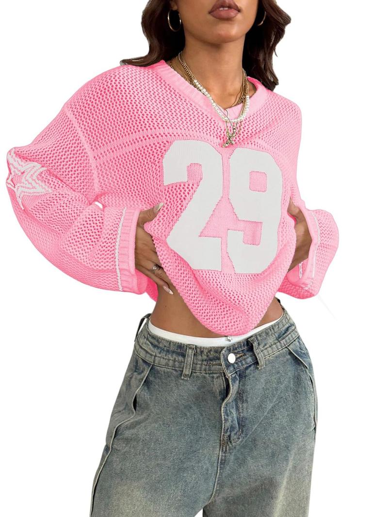 Hollow Football Y2k Sweater, Women Streetwear, Retro Fashion Pullover, Unisex Knitwear Tops, Knitted Sweater for Couple