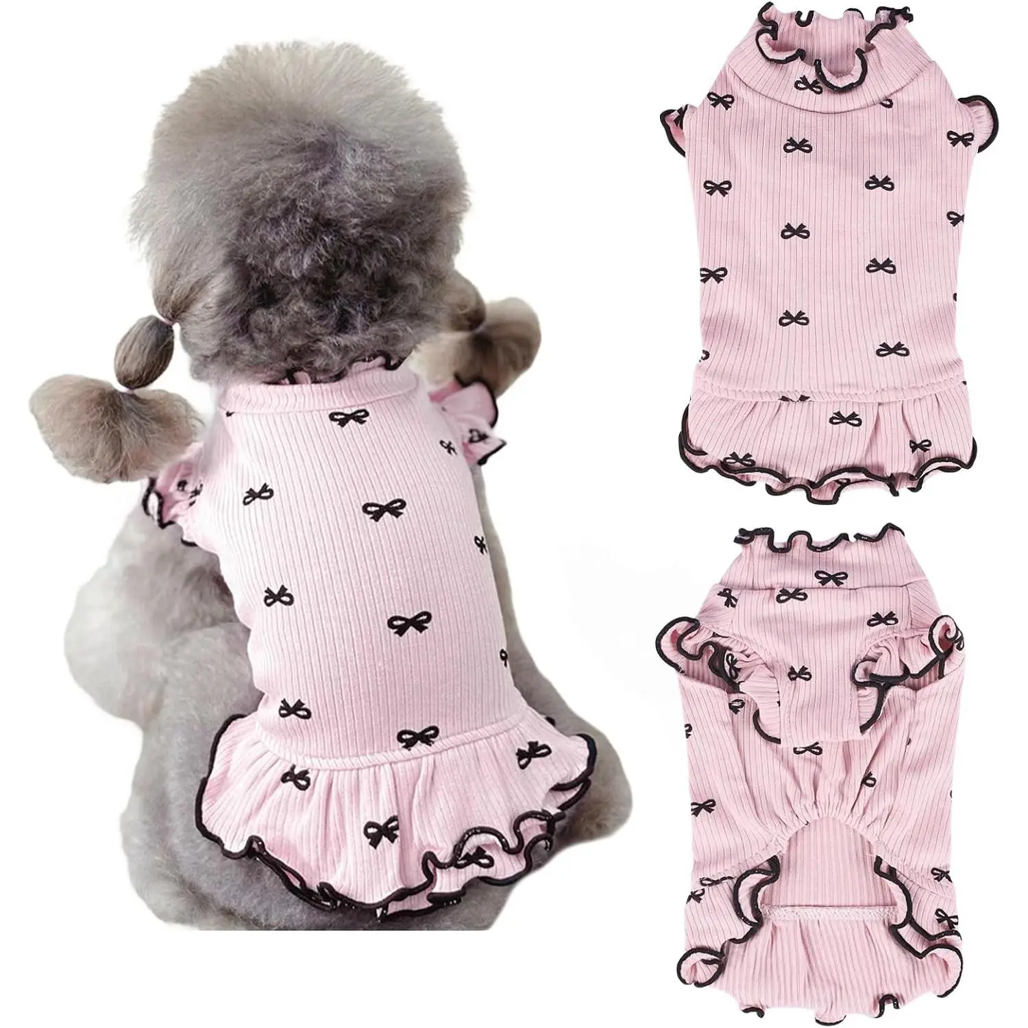 Small Dog Clothes Extra Small Dogs Spring Summer Dress Cute Soft and Breathable Outfits for Female Chihuahua Shih Tzu Yorkshire Puppy Cats (Pink Dress, X-Small)