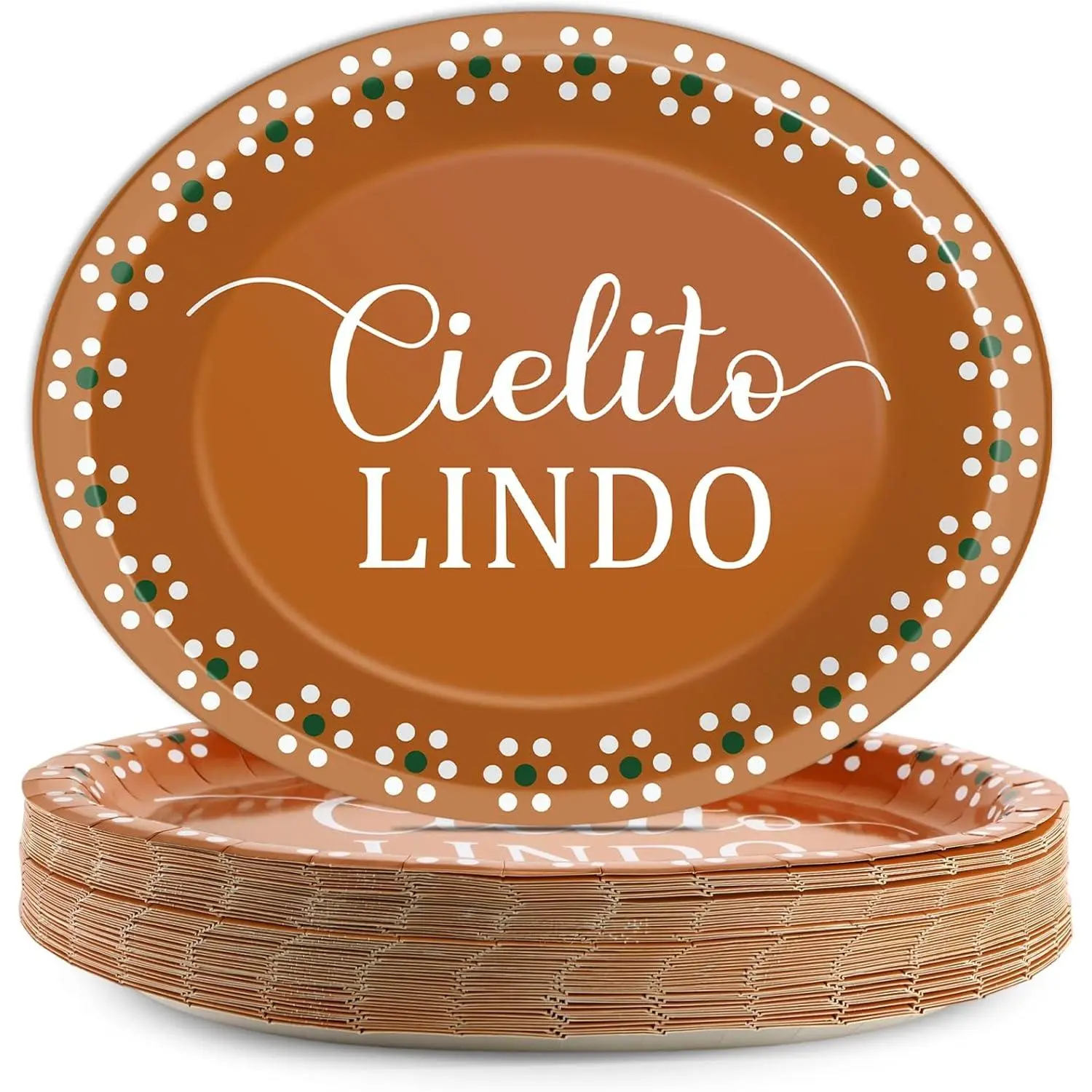 Wiooffen 50 Pcs Traditional Oval Shape Mexican Paper Plates, Flower-Decorated Disposable Terracotta Clay Pottery Tableware for Food Serving, Mexican Wedding & Baby Shower Party Supplies (Dinner & Dessert Plates)