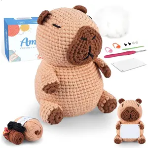 Crochet Kit for Beginners - Capybara Crochet  Kit with Pre-Started Yarn, Step-by-Step Video Tutorials for Adults&, Writable Positive Card,  Design  -  Christmas Gifts