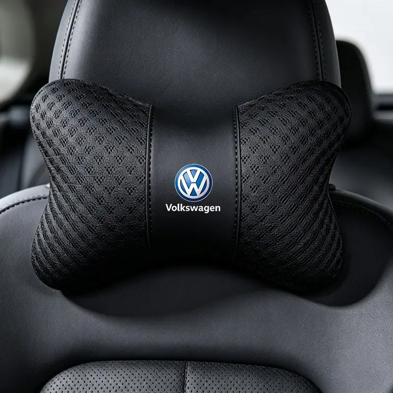 1PC Summer Ice Silk Automotive Car Seat Neck Pillow Headrest Rest Support Cushion Pad Accessories For Volkswagen VW Rline Amarok T5 Phaeton Tiguan T-Cross