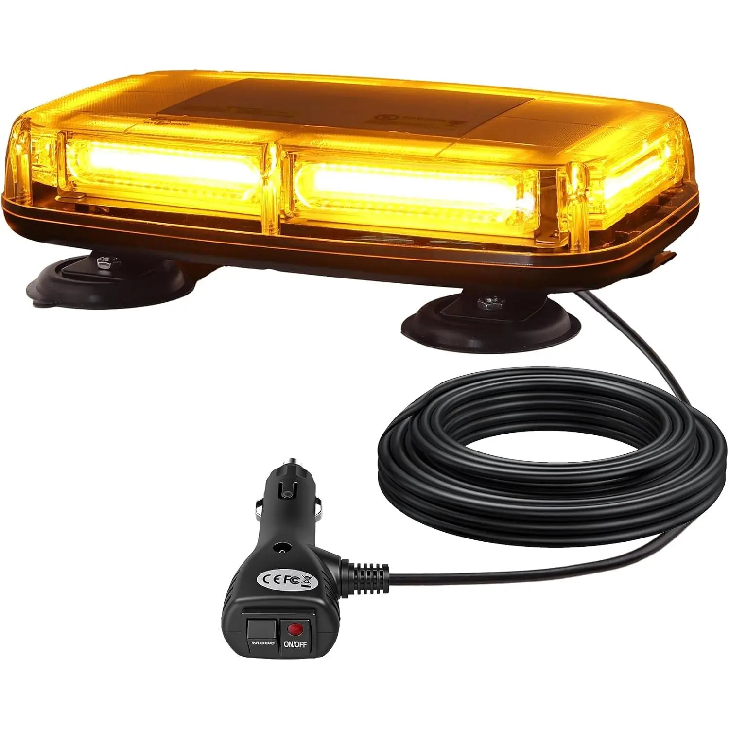 6-COB 12/24V COB Roof Top LED Strobe Light with Magnetic Base–7 Flash Patterns,memory Mode and 16 ft Straight Cord,Waterproof Emergency Warning Light for Construction/Snowplow/Postal Vehicles