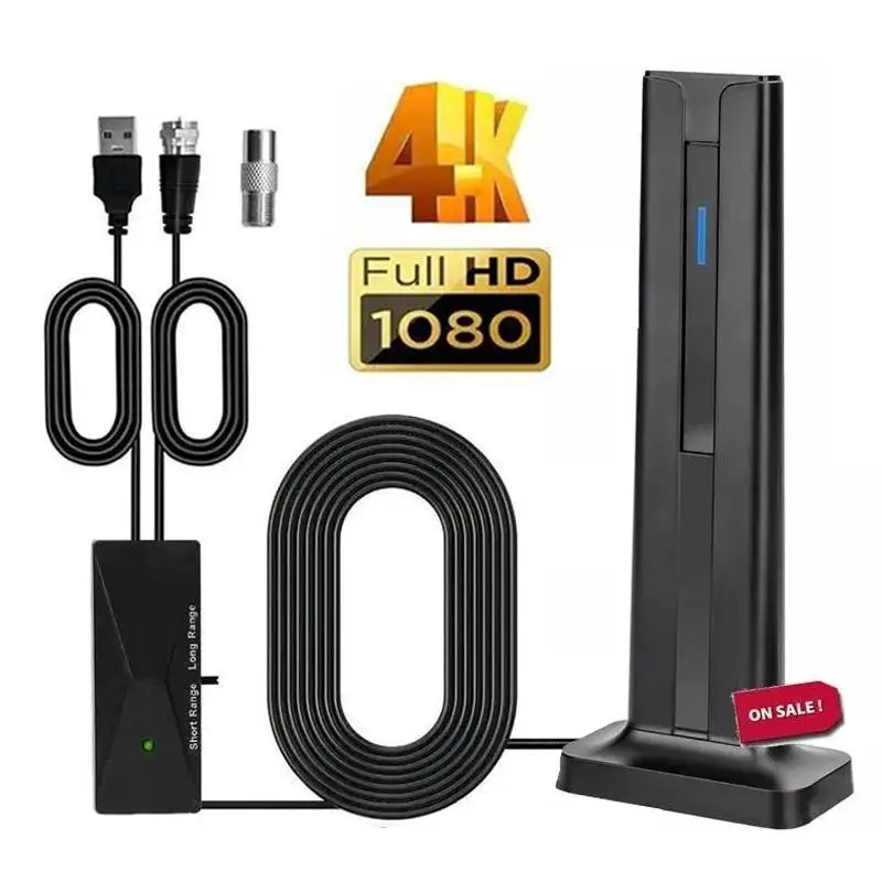 1080P 4K Ultra HD Digital TV Antenna, USB Powered Indoor Signal Booster with 5m Cable, Compatible with Smart and Old Tvs, Christmas Halloween Gift
