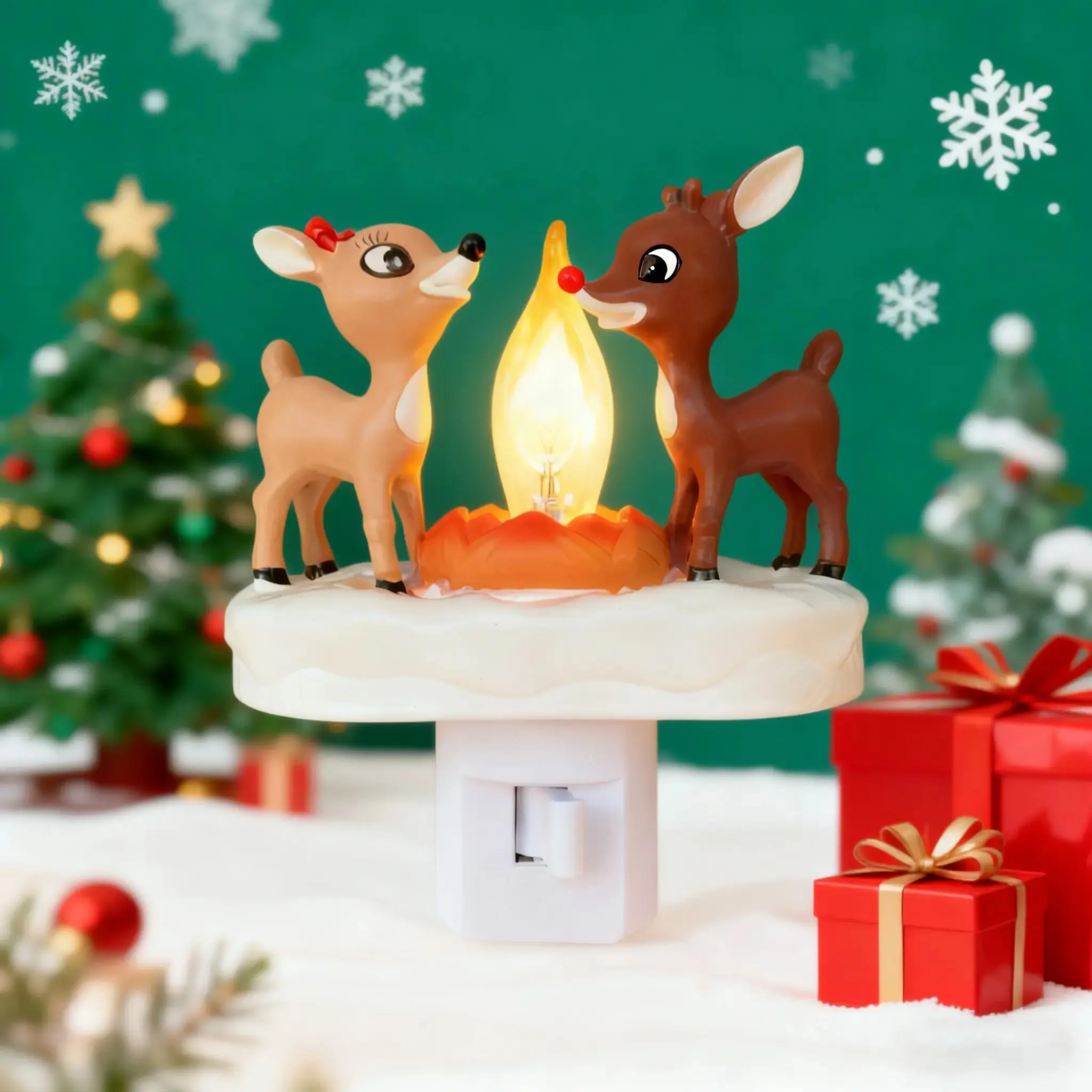 Deer Children's Nightlight, Campfire Flickering Nightlight, 3D Elk Design, Campfire Flickering, 110V Plug-in, Creating a Festive Atmosphere, Campfire Flickering campfire night in slicer, Decorative Lamp, Ambient Decor Lighting, Elk Shape, Indoor Use
