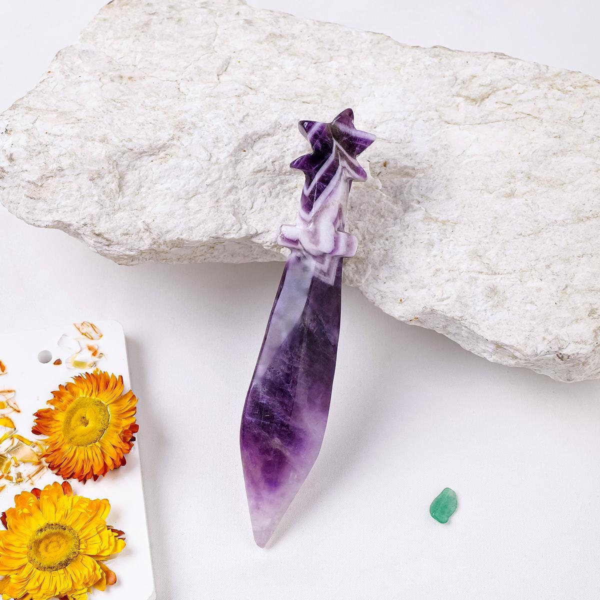 Natural Crystal Dagger, 1 Count Original Stone Model Knife, Polishing Unbladed Knife Model, Crystal Carving, Crafts, Home Decor, Fengshui Ornaments, Crystal Bundles, Chakra Healing Crystals