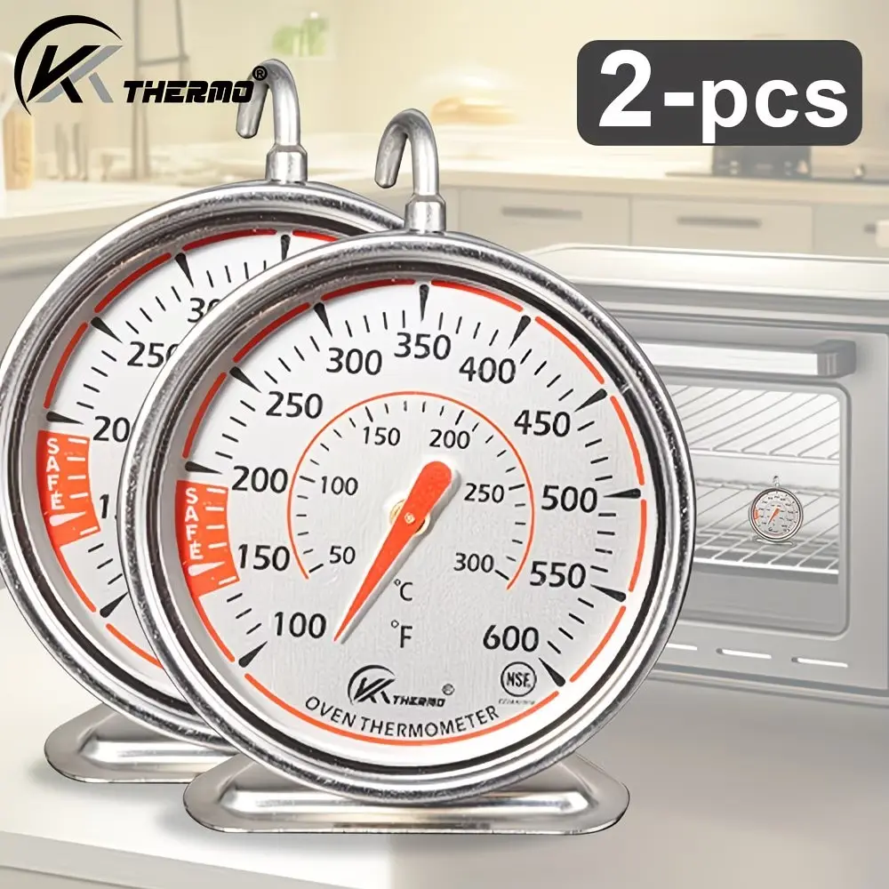 2-Pack 3-Inch Precision Oven Thermometers, Dual Scale, Large Oven Thermometer with Stainless Steel Hook, Ideal for Home & Restaurant Cooking