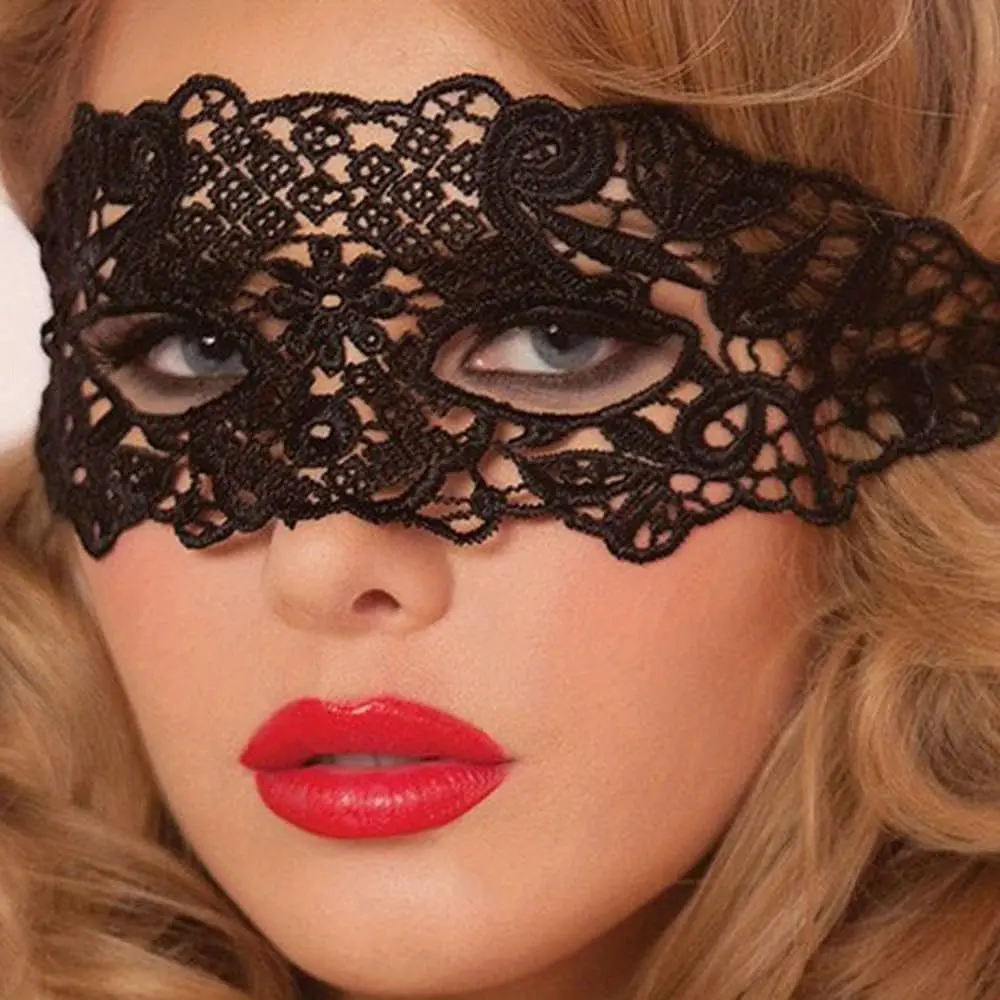 5pcs Sexy Black Fabric Lace Eye Mask Set Random Lace Mask |   Half Face Mask Women Party Cosplay Masquerade Additions Vintage Hollowout Black Flower Eye Masks for Proms, Music Festivals, And Holiday Wear Additions, Accessories, Creative Masks