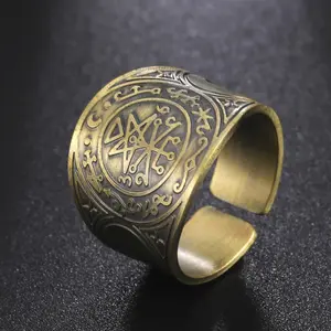 My Shape Vintage Solomon Rings Seal of The 7 Archangels Rings for Men Bronze Copper Ring Viking Rune Finger Ring Amulet Jewelry